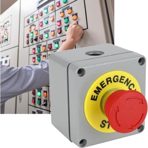 Aluminum Switch Box 1 Button Emergency Stop Control Operation Box IP66 Junction Box NO NC Wall Mounting Box 80x75x60mm
