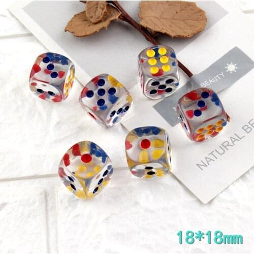 Free Shipping 18*18mm 3D Cubes Transparent Colorful Resin Cabochon Square Dice Shape Cameo Clay Beads Charms Decoration 10pcs