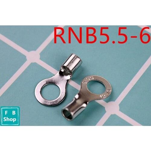 Free shipping RNB5.5-6 Non-insulated ring terminal AWG 12-10 electrical wire crimp naked connector