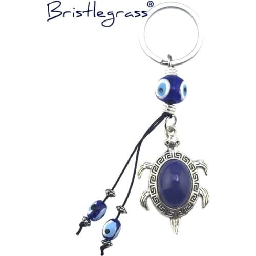 BRISTLEGRASS Turkish Blue Evil Eye Tortoise Turtle Key Chains Ring Holder Keychain Hanging Pendants Amulets Lucky Charm Blessing