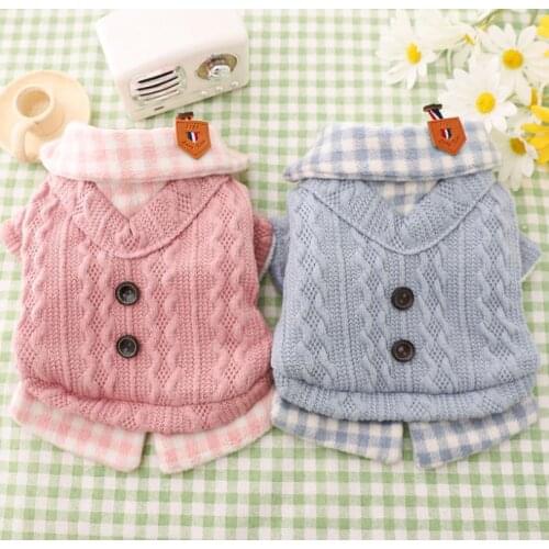 Dog pet Fake two Sweater Dog Clothes Winter Warm Coat Jacket for Dogs Cats pet Jumpsuit Dress Clothing for Dog Puppy