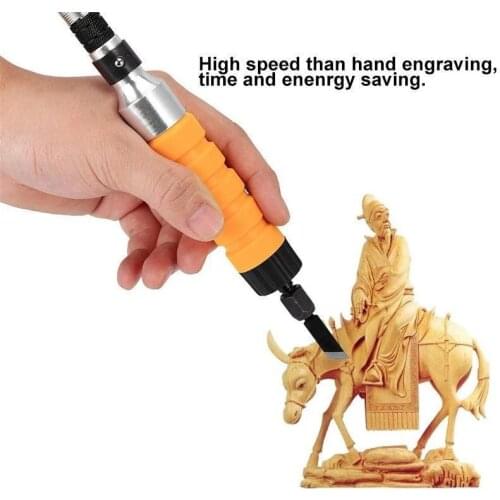 1 Set Wood Chisel Carving Tool Set Furniture Wood Carving Tool Electric Chisel+5 Carving Tips Wrench Flexible Flex Shaft LBS
