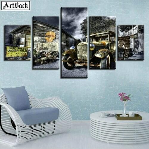Full square five diamonds painting car evening landscape diy 5d diamond embroidery new arrival cross stitch home decoration