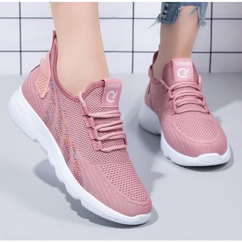 Summer New Casual Fashion Lace-up Running Shoes Breathable Womens Shoes Sneakers Zapatillas Mujer Chaussure Femme Flat Shoes