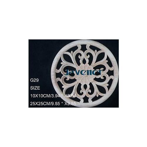 G29 -10x10cm Wood Carved Round Onlay Applique Unpainted Frame Door Decal Working carpenter Flower