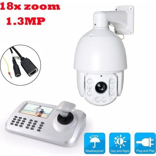 18x Zoom HD1.3MP Medium/high Speed dome IP Camera CCTV PTZ camera IR security Outdoor Camera with Keyboard Controller camera kit