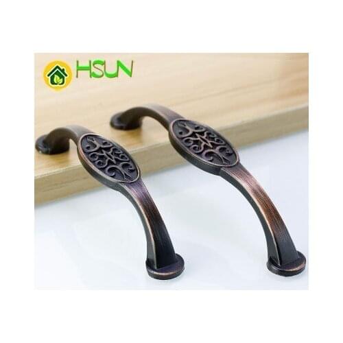 Matte black brushed design European cabinet drawer handle American cabinet bedroom door handle Zinc alloy handle