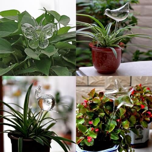Cute Bird Snail Star Butterfly Glass Plant Flowers Waterer Self-Watering Device