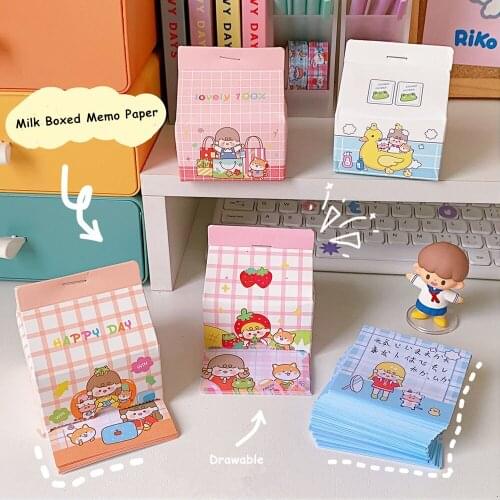 MINKYS New Arrival 200 Sheets Milk Box Kawaii Memo Pads Note Paper Daily To Do It Paperlaria School Stationery