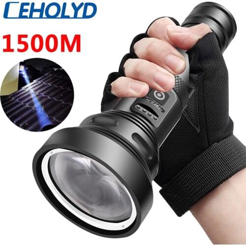 1500 Meter Powerful White Laser Led Flashlight Zoomable Torch Hard Light Self Defense 18650 Battery Waterproof Lantern