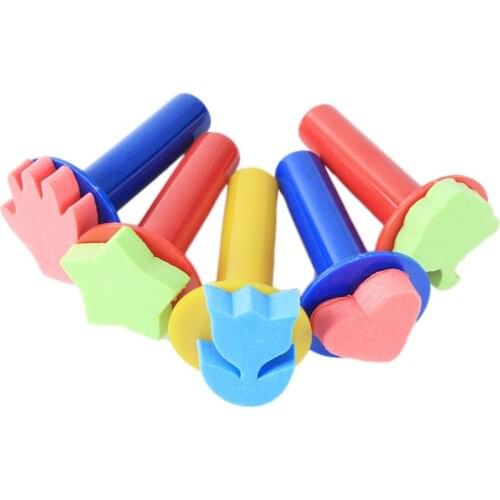 5Pcs/Set Sponge Painting Brush Children Painting Brush Flower Stamp Kids Diy Graffiti Drawing Toys