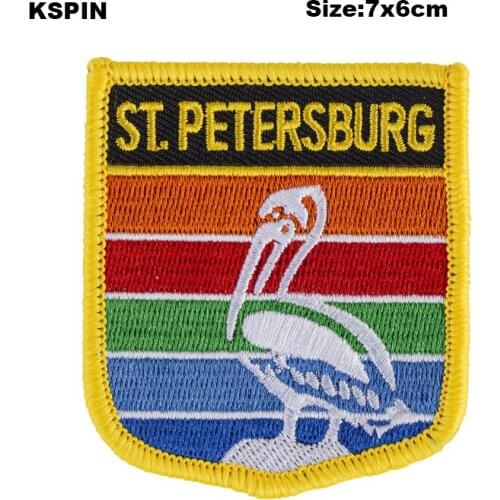 St.Petersburg Shield Shape Flag patches embroidered flag patches national flag patches for Cothing DIY Decoration