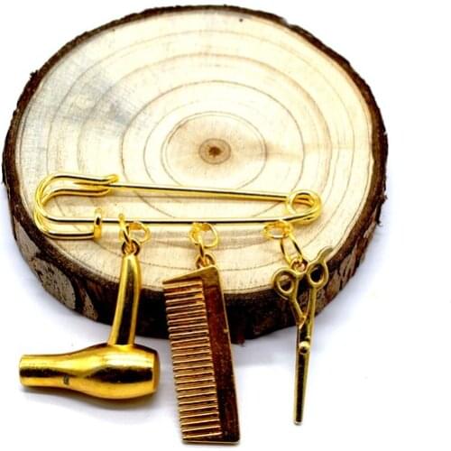 New Creative Hair Stylist Brooch Is Fashionable and Charming, Hairdressing Scissors, Comb, Wash, Cut, Brooch
