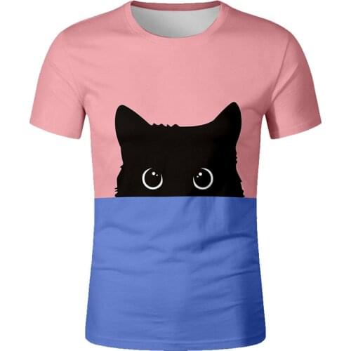 New Animal Cat 3D Printed T-shirt Womens Fun Short-Sleeved Shirt Summer Pullover Retro Style Fashion Casual camisetas de mujer