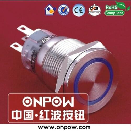 ONPOW 19mm metal momentary ring illuminated pushbutton switch anti-vandal LAS1-AGQPF-11E/B/12V/S