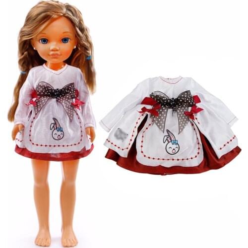 1 Set High Quality Cute Dress Wave Point Bowknot Red Cartoon Pattern Skirt Clothes Accessories for Nancy Doll 16 Inch Kids Toy