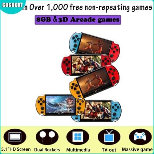 Music Rechargeable Video Handheld Portable Game Console HD Double Rocker Over 1000 X7 Plus MP5 Camera 8G Movies LCD Kids Video