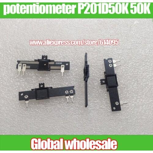 10pcs 48mm fader potentiometer single joint P201D50K 50K / straight slide fader handle length 4MM