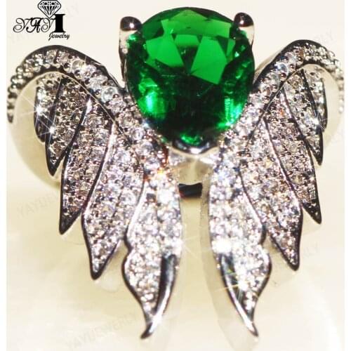 Luxury YaYI Jewelry Summer Princess Cut Green Gemstores Natural Zircon Stamped S925 Silver Color Engagement Wedding Party Rings