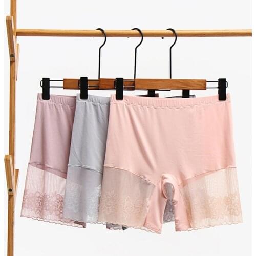Womens Shorts Large Sizes Summer New Sexy Lace Thin Thread Cotton Safety Short Pants Anti Rub Plus Size Shorts Under the Skirt