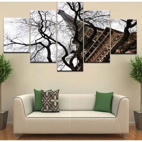 Modern Canvas Painting Prints 5 Pieces Paris Tower Wall Art Canvas Pictures For Living Room Wall Poster Home Decoration Pictures
