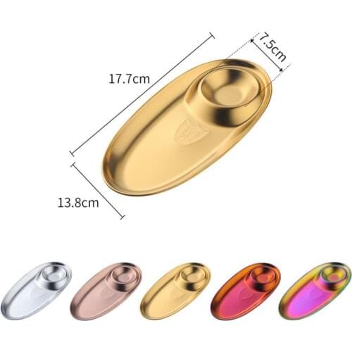 Snack Plate French Fries Basket Barrel Snack Tray Basket Plate Widely Applied with Sauce Grid Stainless Steel Oval Snack Plate