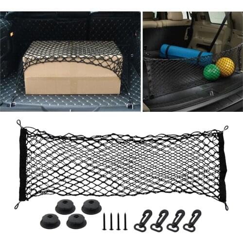 Vertical Rear Trunk Mesh Stretchable Cargo Organizer Net Pocket for Pickup Trucks, Car, SUV