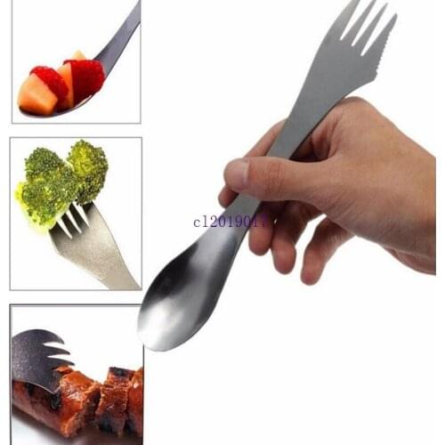 Fork spoon spork 3 in 1 tableware Stainless steel cutlery utensil combo Kitchen outdoor picnic scoop/knife/fork set free ship#11