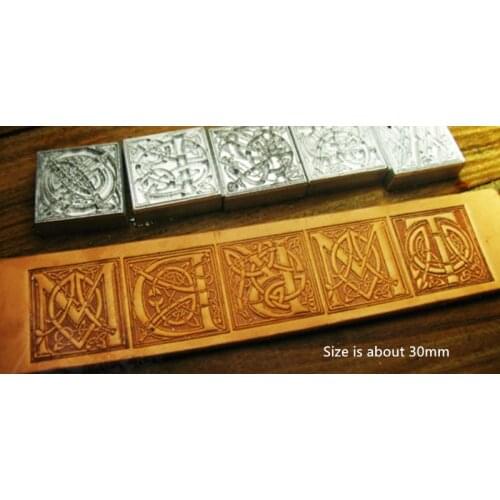Vintage fancy font 26 capital letters Hand-work carving punches stamp craft with leather carving tools