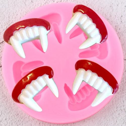 Vampire Teeth Silicone Mold DIY Halloween Cupcake Topper Fondant Cake Decorating Tools Jewelry Resin Clay Candy Chocolate Moulds