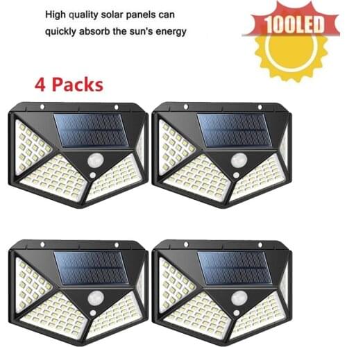 1-4pcs 100LED Solar Light Super Bright Solar Motion Sensor Light Weatherproof Solar Light Outdoor Wireless Solar Motion Security