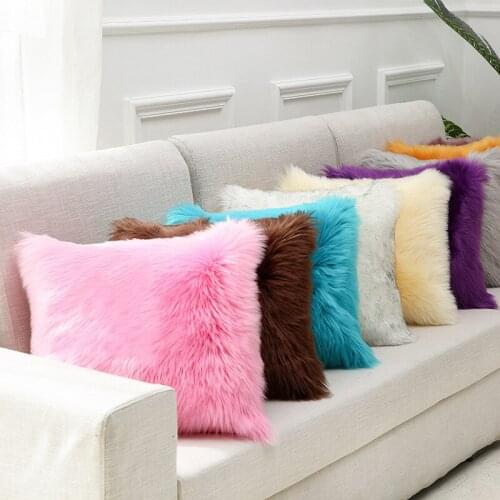 1Pcs 45*45CM Nordic Faux Wool Plush Sofa Hug Pillowcase Solid Color Simple Fashion Household Goods Hug Pillowcase