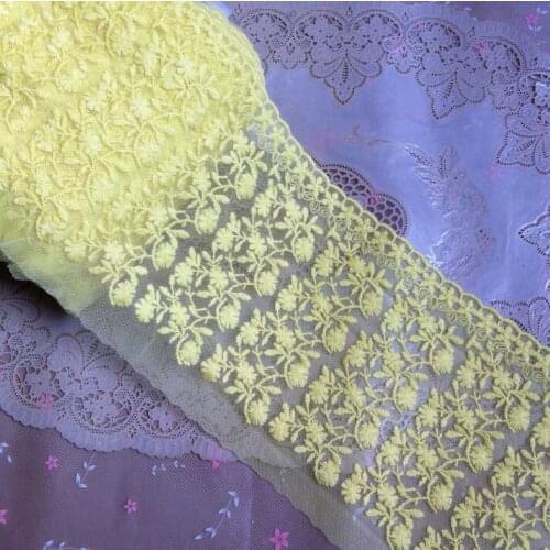 2 Meters Embroidered Lace Trim Yellow Flower Lace for Hair Ornaments Crafting DIY Accessory 16CM Width