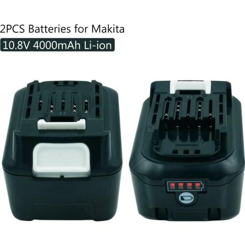 2PCS 12V MAX 10.8V 4000mAh Li ion Rechargeable Battery for Makita BL1040 DC10WD BL1015 BL1016 TD110D DF331D Cordless Drills
