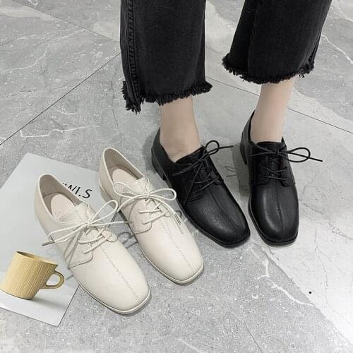 2020 fashion trend new spring womens singles shoes solid color square head cross strap daily wild womens casual shoes U29-52