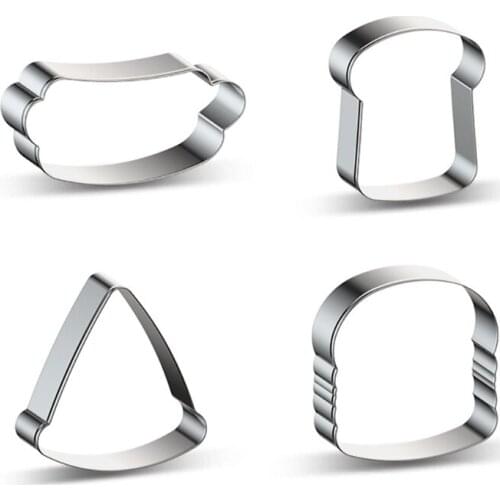 4pcs Hamburger Toast Bread Cookie Cutters Set Stainless Steel Biscuit Mold Decor Drop Shipping