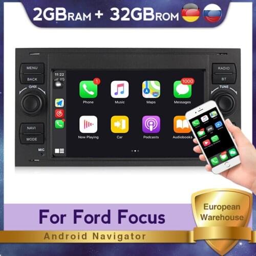 Car Radio Android GPS 2GB+32GB RDS WIFI For Ford Focus 2 Ford Fiesta Mondeo 4 C-Max screen player 2 din autoradio bluetooth swc