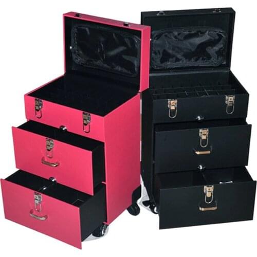 Luggage bag suitcase professional Manicure Trolley Caster with brake Pu new aluminum Travel Bags case makeup cosmetic box bags