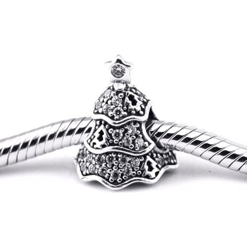 Beads 925 Sterling Silver Twinkling Christmas Tree Charm Fit Charms Bracelets DIY Jewelry for Women Men Gift 02299