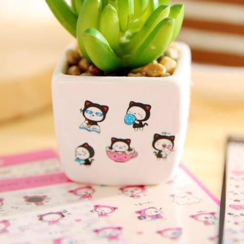 DL Korean stationery transparent lovable hand account DIY photo album sticker cartoon handset diary PVC sticker Exquisite