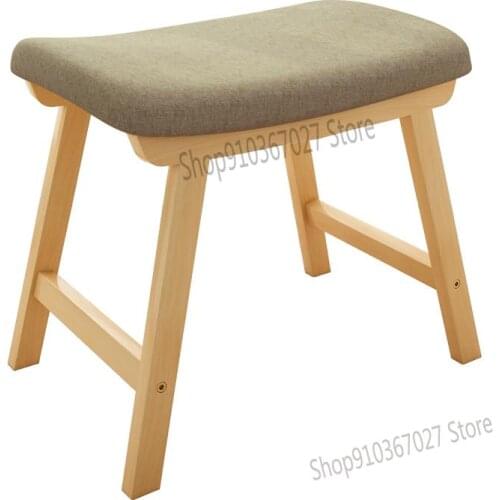 Home Creative Cute Sofa Low Stool Shoe Changing Stool Small Chair Solid Wood Small Bench Fabric Makeup Stool