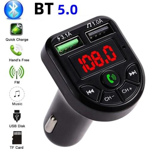 Bluetooth 5.0 FM Transmitter Car MP3 Player Dual USB 2.1A Fast Charger Car Music Player FM Modulator Audio Frequency Radio