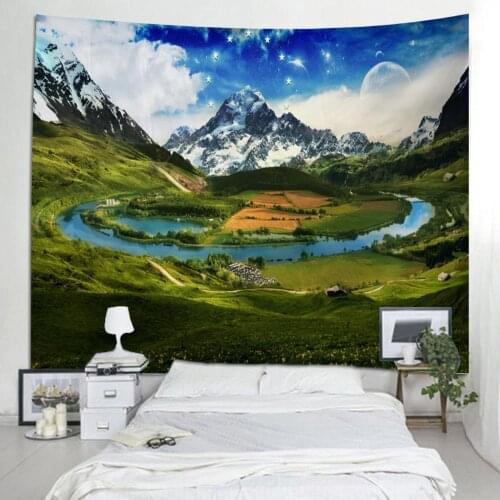 Tapestry Wall Hanging Bed Spread Beach Towel Table Cloth Yoga Mat Home Decoration Landscape Design Rectangle 150cmx130cm