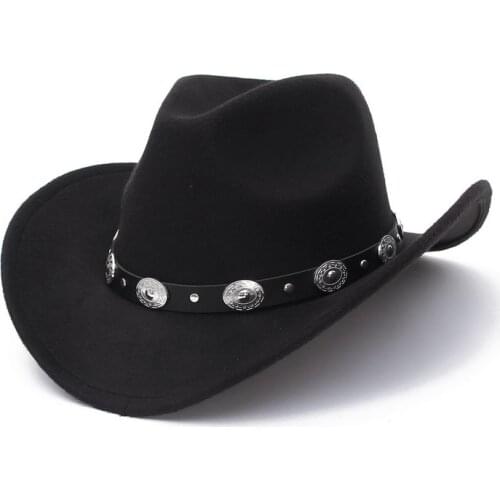 New Vintage Western Cowboy Hat For Men Wide Brim Cowboy Jazz Cap With Leather Belt Sombrero Cap Four Seasons