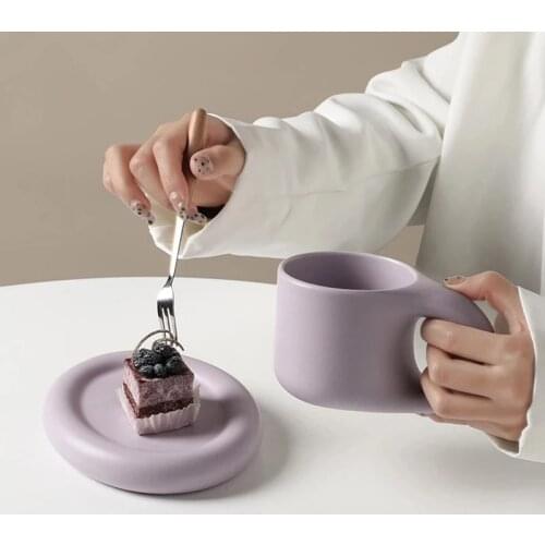 Nordic Style Coffee Cup Milk Tea Ceramic Cup 300ml Creative Ceramic Mug with Saucer Unique Gift For Family Friends