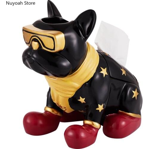 Nordic Cute Bulldogs Tissue Box Decoration Creative Light Luxury Coffee Table Storage Box Home Living Room Decoration Modern