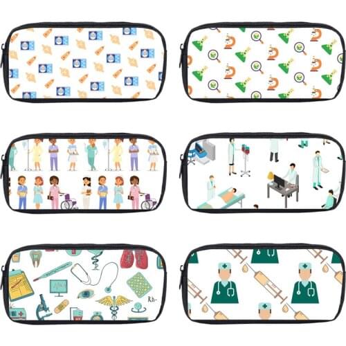 Thank You Doctor&Nurse Coin Purse Ladies Nurse with Wings ECG Storage Bags Women Cosmeticbag Kids 3D Pencilcase Holder Money Bag