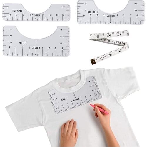 4pcs T-shirt Alignment Ruler Multifunctional Tailor Measuring Rulers Fabric DIY Chart Sewing Drawing Template Craft Tool