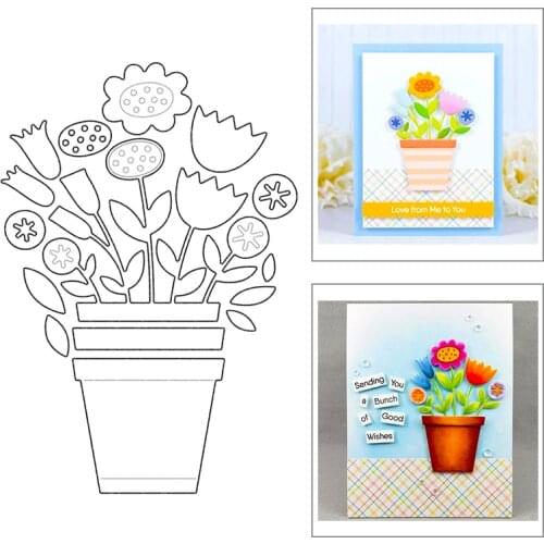 2020 New Spring Potted Plants Metal Cutting Dies Flowers and Leaves Die Scrapbooking For Crafts Card Making no Clear Stamps Sets