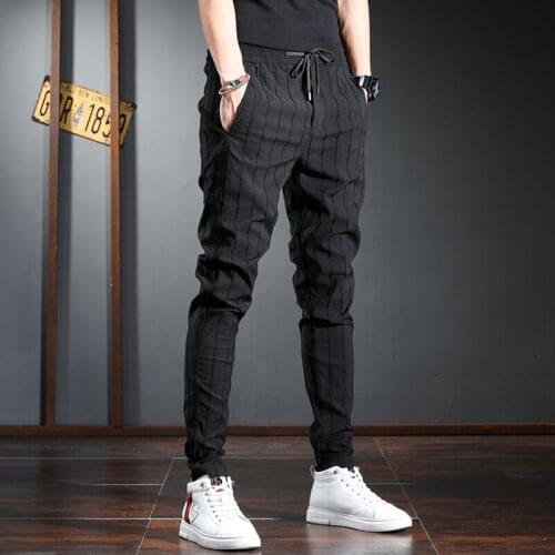 Fashion Stripe Pants 2021 New Korean Streetwear Slim Fit Joggers Trousers